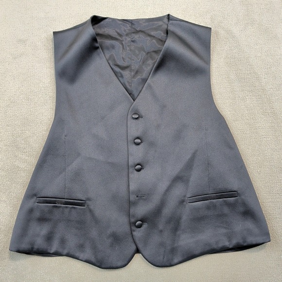 Jos. A. Bank Tuxedo Vest 48R Mens Black Solid Formal Waistcoat Minimalist — photo 2